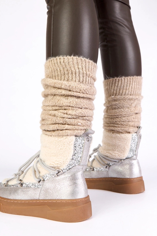 Stivali da neve caldi argento con...