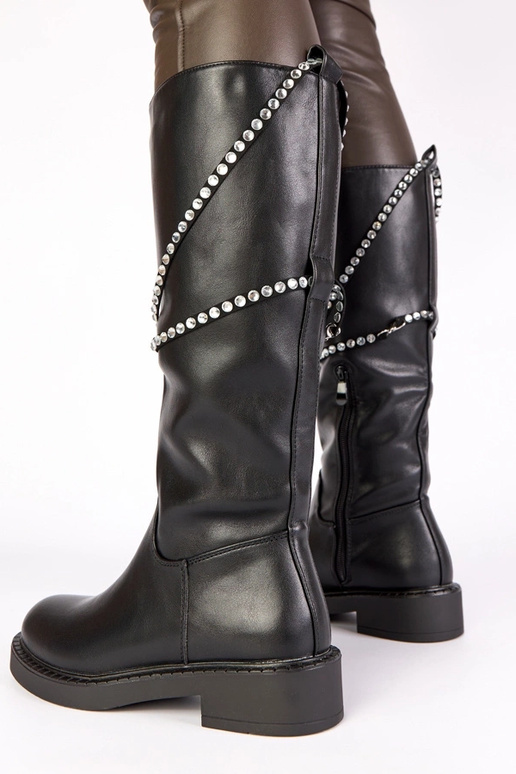 Stivali neri alti con decorazione in...