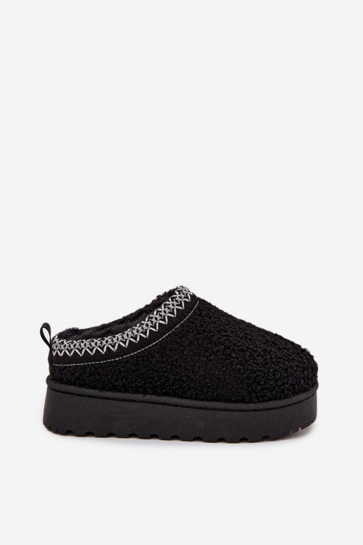 Stivaletti da neve per ragazzi con pelliccia tipo Baranek di colore nero Selathiel