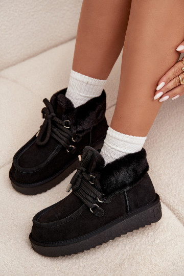 Stivali da neve da donna neri in suede naturale D.Franklin DFSH375006