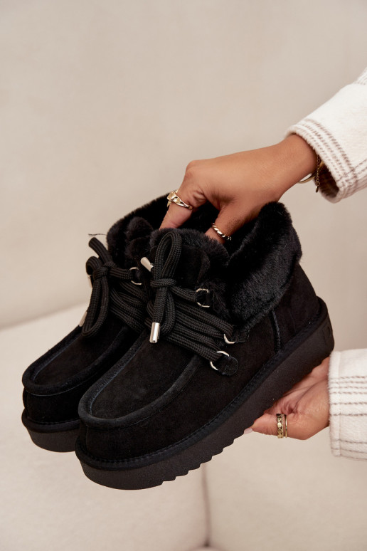 Stivali da neve da donna neri in suede naturale D.Franklin DFSH375006