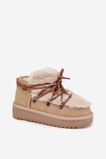 Stivali da neve per bambini color sabbia con pelo D.Franklin DFSH370011