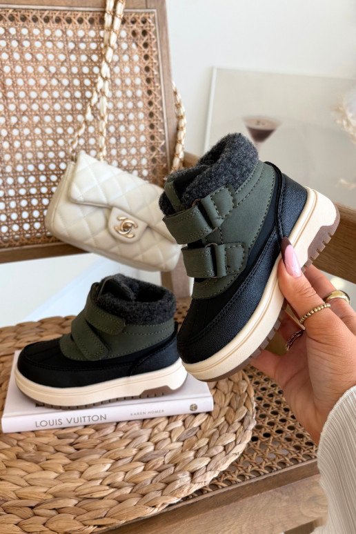 Stivali da neve per bambini verdi e neri con chiusure adesive Darlene