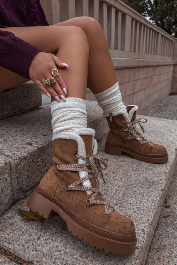 Stivali da neve da donna imbottiti, color marrone, Irmara