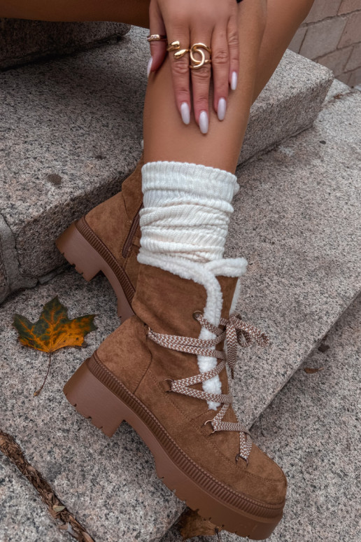 Stivali da neve da donna imbottiti, color marrone, Irmara