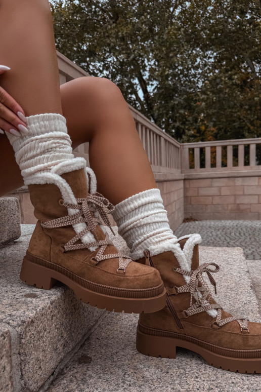 Stivali da neve da donna imbottiti, color marrone, Irmara