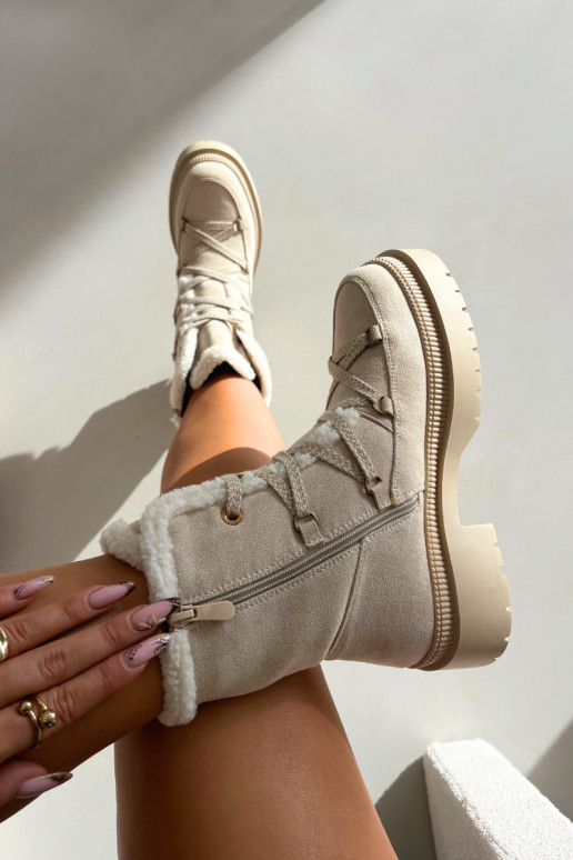 Stivali da neve da donna imbottiti, color sabbia, Irmara