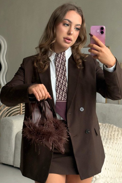 Décolleté con piume e tacco aperto color cioccolato Belice