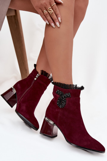Stivaletti imbottiti in suede sintetico con ornamenti D&A MR52-127 bordeaux