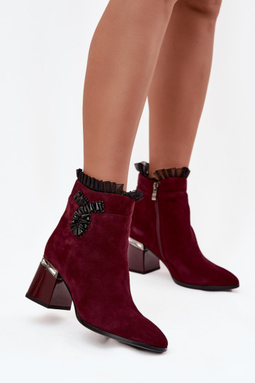 Stivaletti imbottiti in suede sintetico con ornamenti D&A MR52-127 bordeaux 2