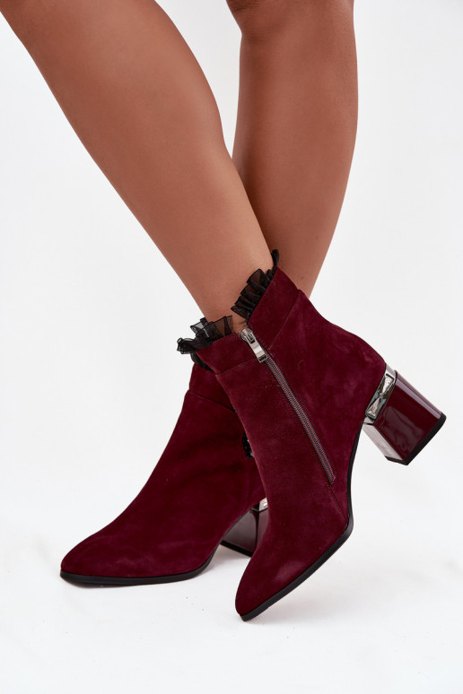 Stivaletti imbottiti in suede sintetico con ornamenti D&A MR52-127 bordeaux