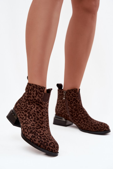 Stivaletti in suede sintetico con motivo leopardato Klocke D&A JC52-852 marroni