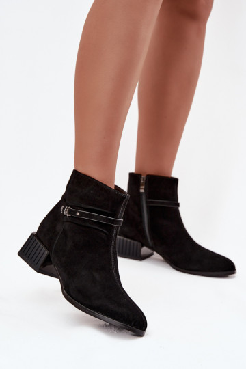 Stivaletti da donna in suede sintetico Klocke caldi D&A CR52-651 neri