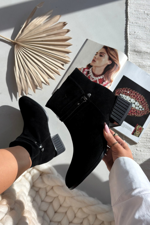 Stivaletti da donna in suede sintetico Klocke caldi D&A CR52-651 neri