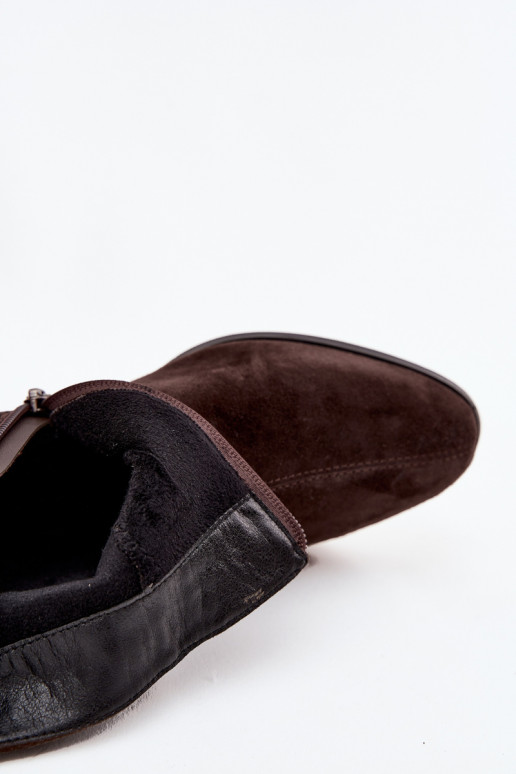 Stivaletti da donna in suede sintetico Klocke caldi D&A CR52-651 color cioccolato