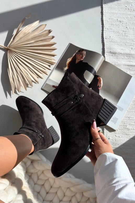 Stivaletti da donna in suede sintetico Klocke caldi D&A CR52-651 color cioccolato