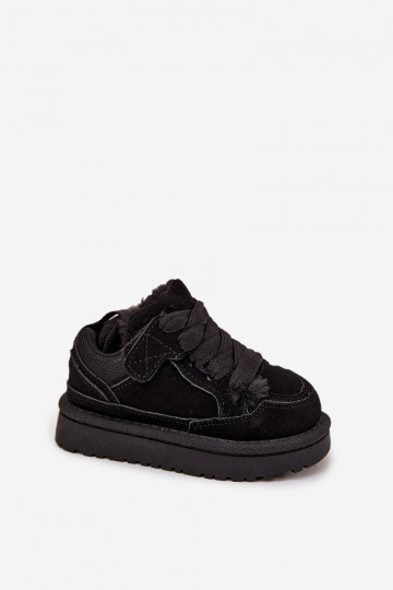 Scarpe sportive calde per bambini nere con pelliccia interna Mireen