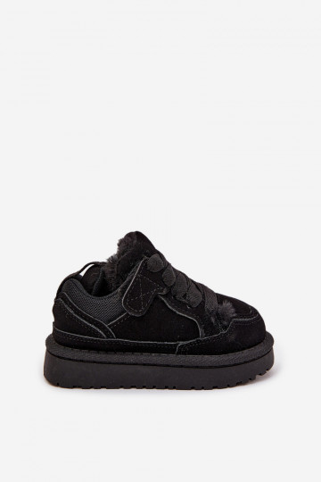 Scarpe sportive calde per bambini nere con pelliccia interna Mireen 2