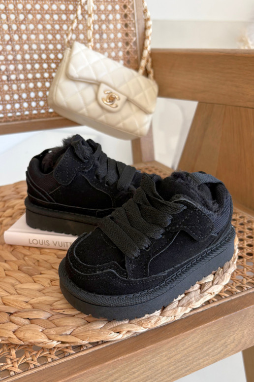 Scarpe sportive calde per bambini nere con pelliccia interna Mireen