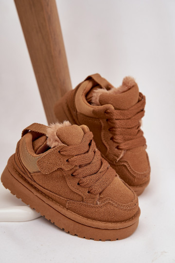 Scarpe sportive calde per bambini marroni con pelliccia interna Mireen