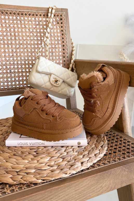 Scarpe sportive calde per bambini marroni con pelliccia interna Mireen