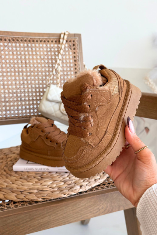 Scarpe sportive calde per bambini marroni con pelliccia interna Mireen