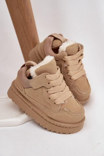 Scarpe sportive calde per bambini color sabbia con pelliccia interna Mireen