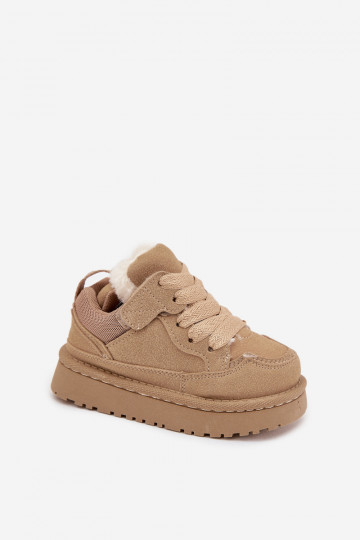 Scarpe sportive calde per bambini color sabbia con pelliccia interna Mireen 2