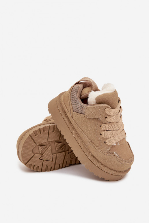 Scarpe sportive calde per bambini color sabbia con pelliccia interna Mireen