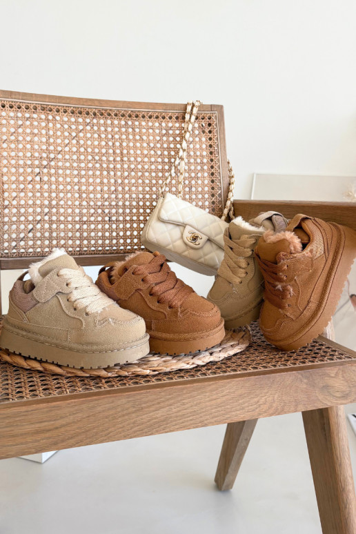 Scarpe sportive calde per bambini color sabbia con pelliccia interna Mireen