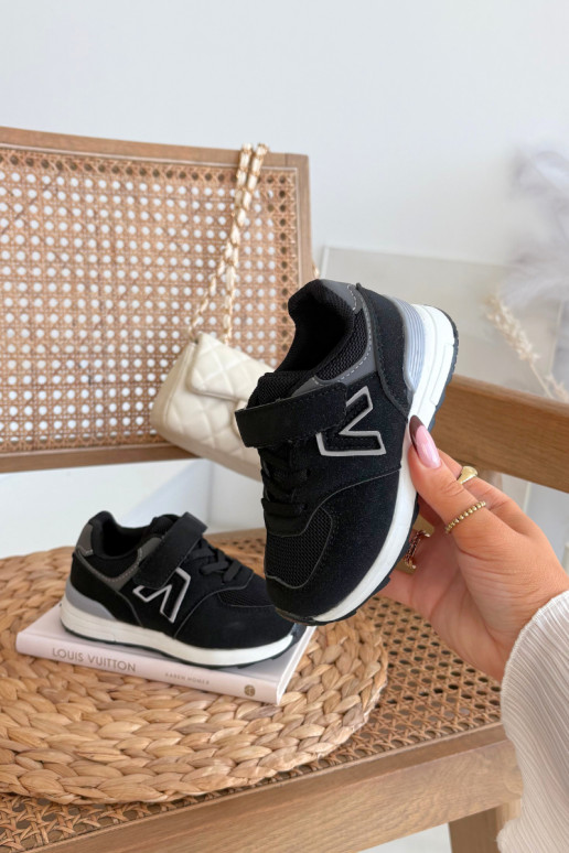 Scarpe sportive per bambini nere con chiusure adesive Galisse