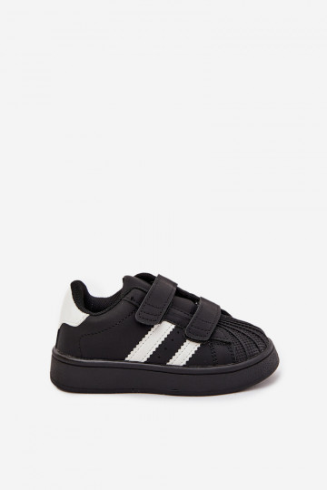 Sneakers per bambini in pelle sintetica, color nero, Renel 2