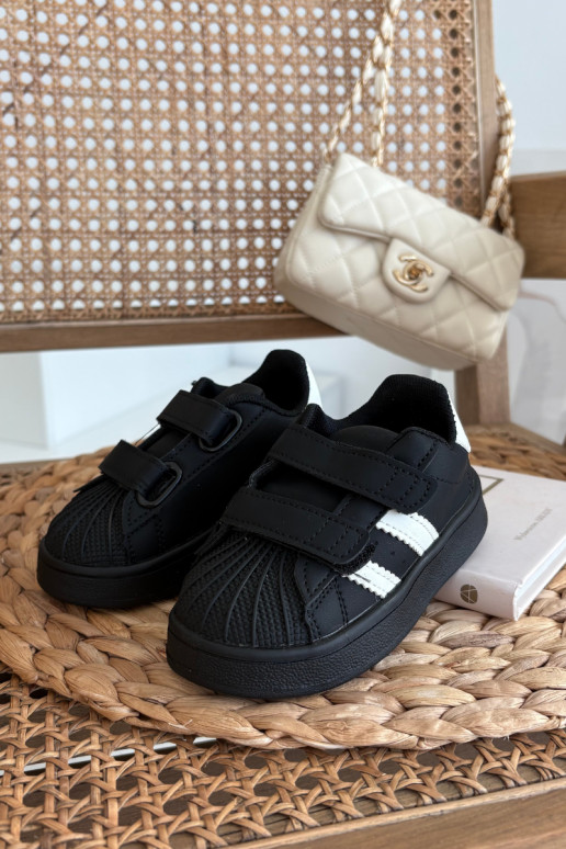 Sneakers per bambini in pelle sintetica, color nero, Renel