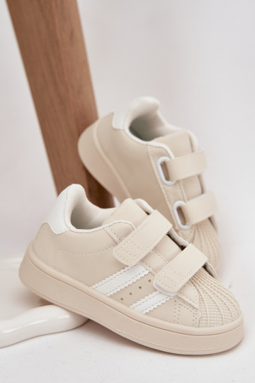 Sneakers per bambini in pelle sintetica, color sabbia, Renel