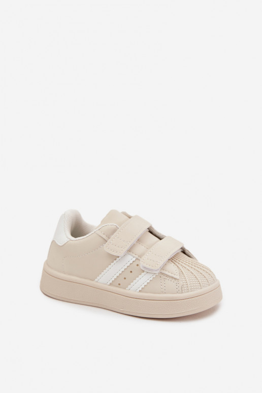 Sneakers per bambini in pelle sintetica, color sabbia, Renel