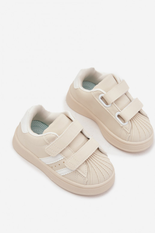 Sneakers per bambini in pelle sintetica, color sabbia, Renel