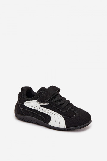 Scarpe sportive per bambini con chiusura adesiva nere e bianche Perrin 2