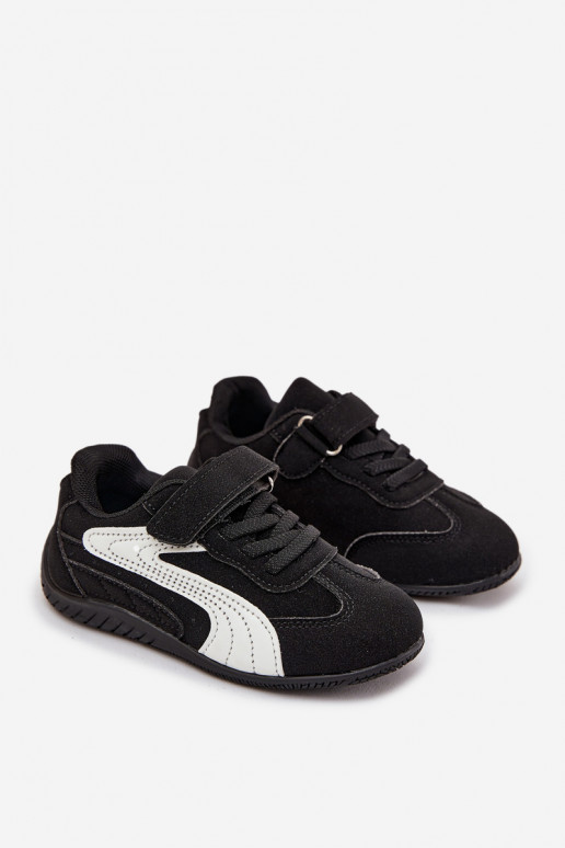 Scarpe sportive per bambini con chiusura adesiva nere e bianche Perrin