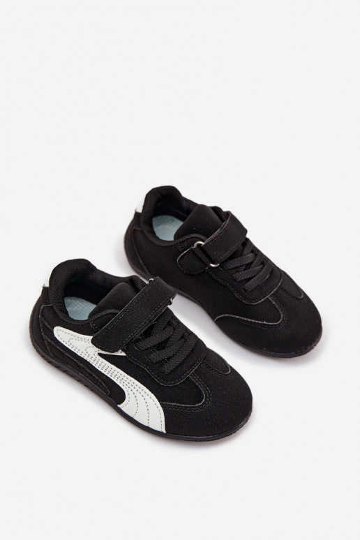 Scarpe sportive per bambini con chiusura adesiva nere e bianche Perrin