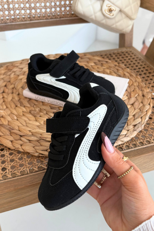 Scarpe sportive per bambini con chiusura adesiva nere e bianche Perrin