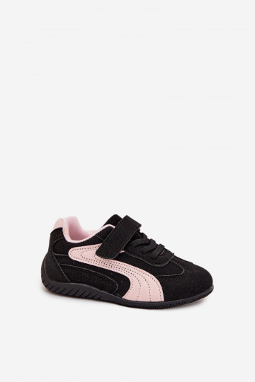 Scarpe sportive per bambini con chiusura adesiva nere e rosa Perrin
