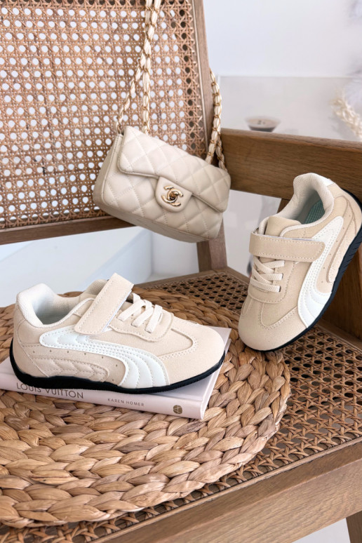Scarpe sportive per bambini con chiusura adesiva color sabbia Perrin