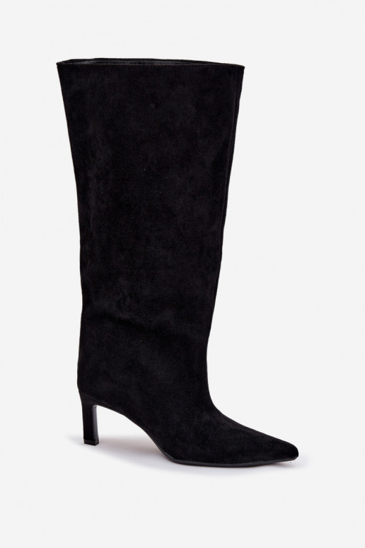 stivali da donnain ecopelle scamosciatau Un modello convincente con tacchi sottili colore nero Phelin