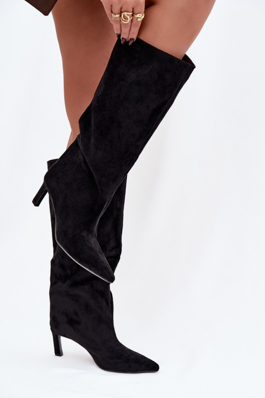 stivali da donnain ecopelle scamosciatau Un modello convincente con tacchi sottili colore nero Phelin