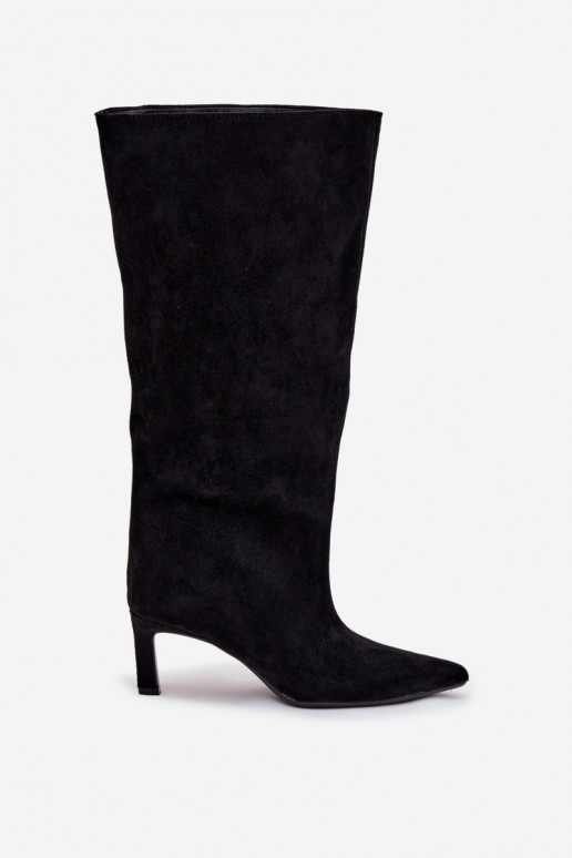 stivali da donnain ecopelle scamosciatau Un modello convincente con tacchi sottili colore nero Phelin