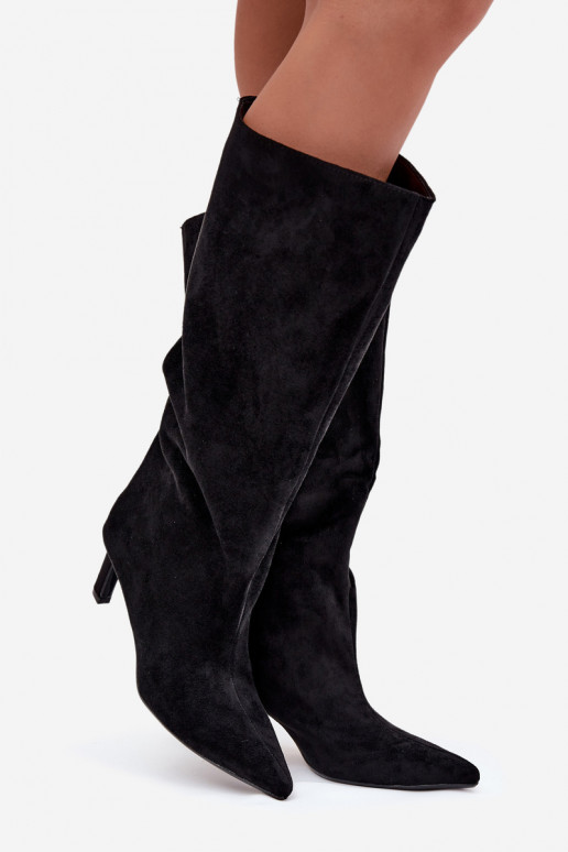 stivali da donnain ecopelle scamosciatau Un modello convincente con tacchi sottili colore nero Phelin