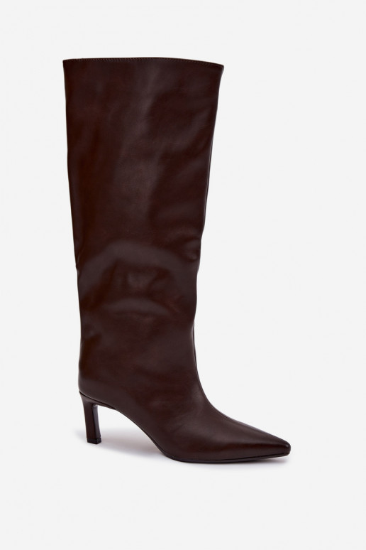 stivali da donna Un modello convincente con tacchi sottili Con Cucito CzekoladoAe Olyvia