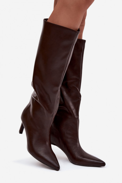 stivali da donna Un modello convincente con tacchi sottili Con Cucito CzekoladoAe Olyvia