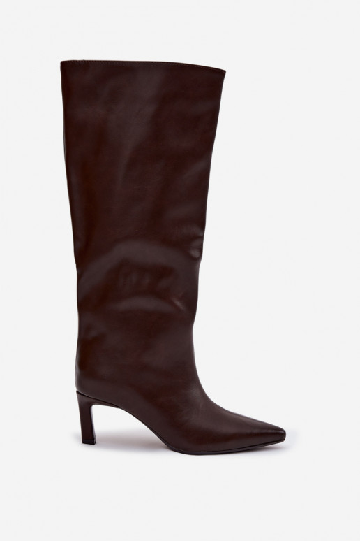 stivali da donna Un modello convincente con tacchi sottili Con Cucito CzekoladoAe Olyvia