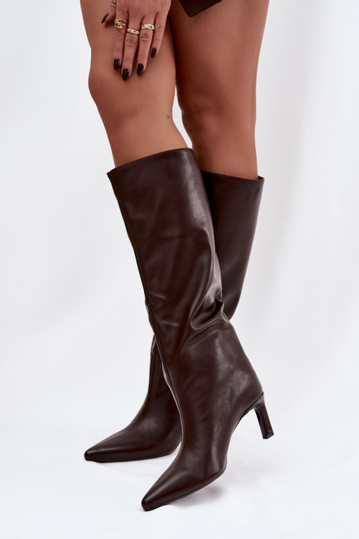 stivali da donna Un modello convincente con tacchi sottili Con Cucito CzekoladoAe Olyvia